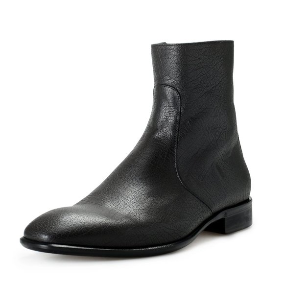 Roberto Cavalli Men's Off Black Textured Leather Ankle Boots Shoes - Picture 1 of 8